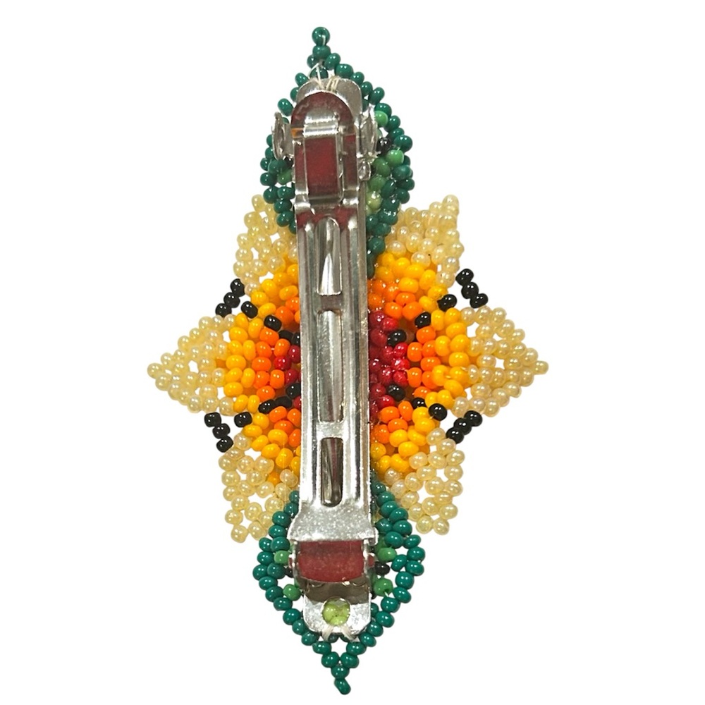 GrandmaMia Handmade 3D Seed Bead Floral French Barrette Hair Clip - Picture 4 of 9